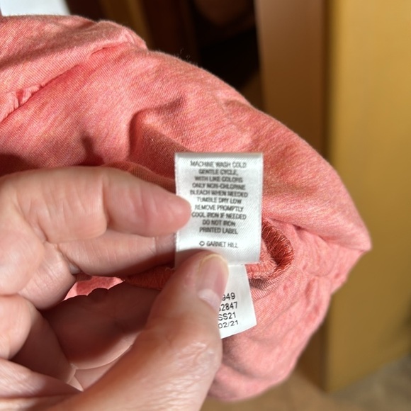 Garnet Hill Coral Banded Surplice Knit Tank Size Small - Picture 6 of 7